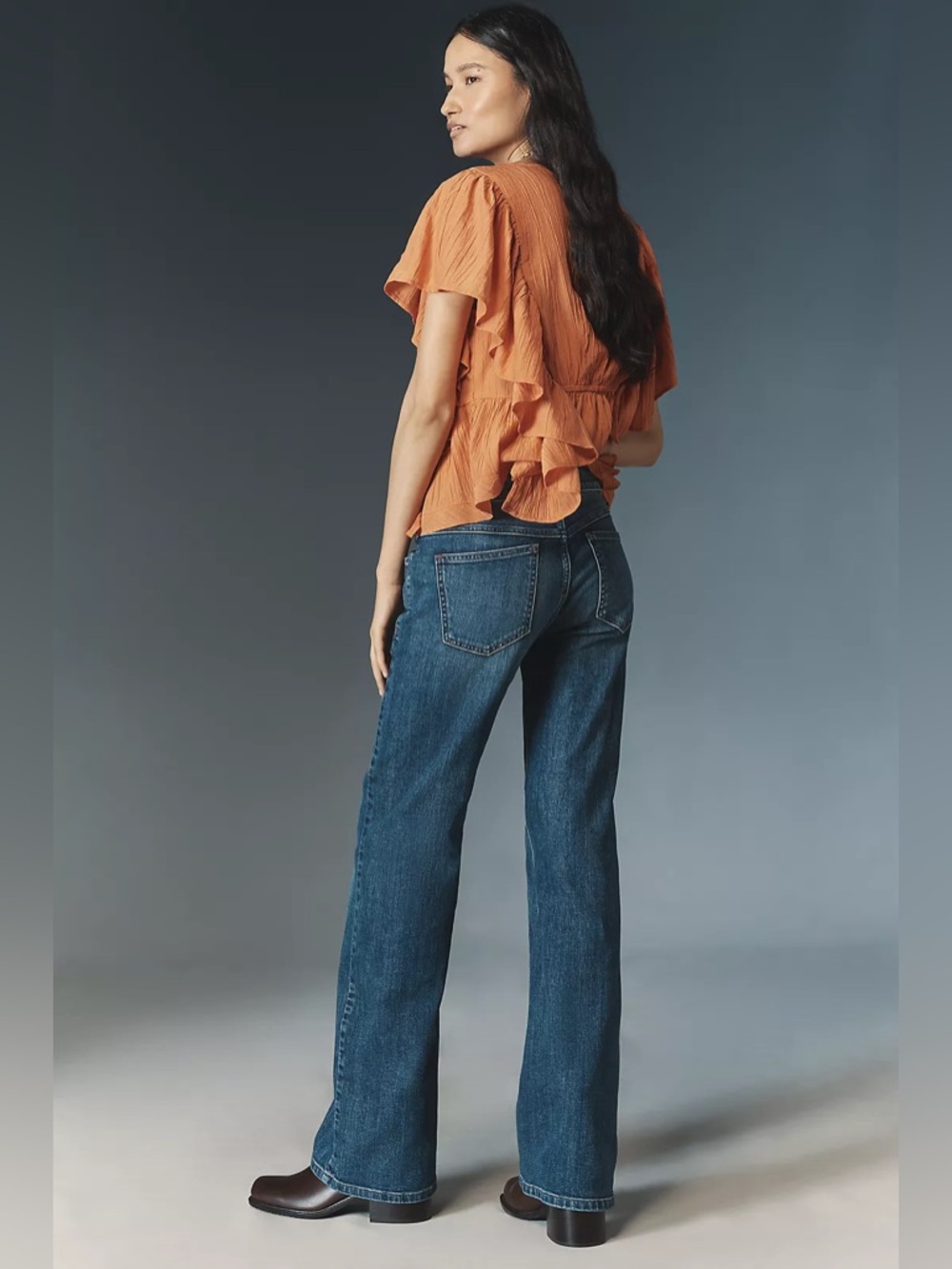 Anthropologie Pilcro Low Rise Flare wide leg Women's Jeans size 30 medium blue - Picture 2 of 9